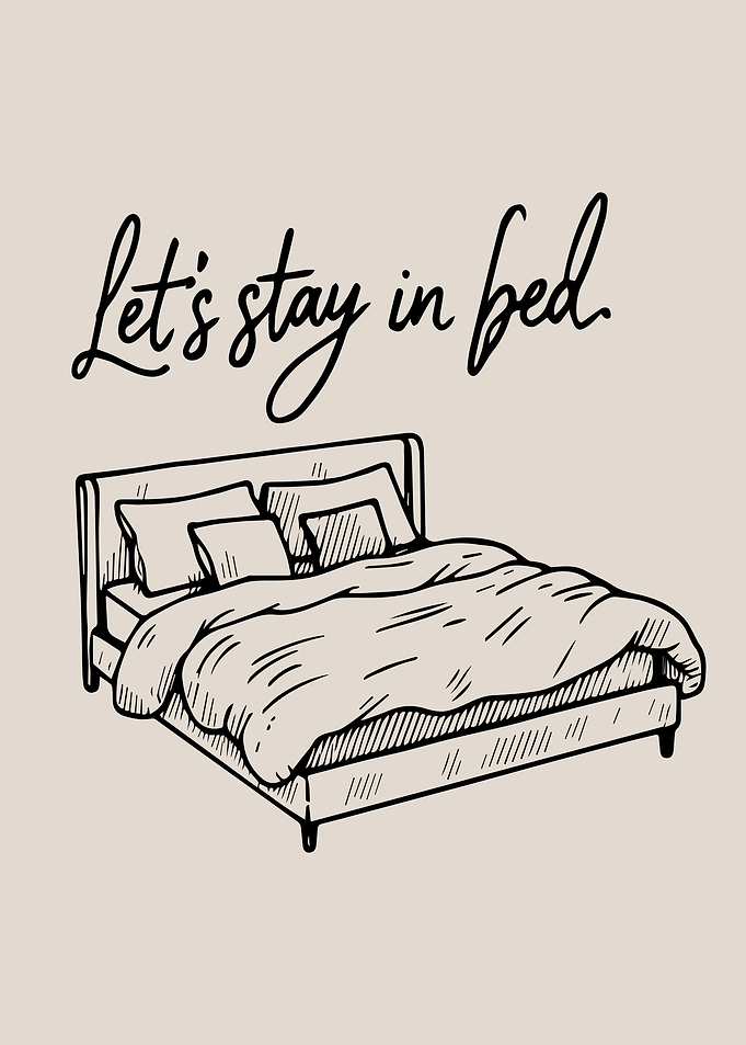 Minimalist Let's Stay in Bed Bedroom Art