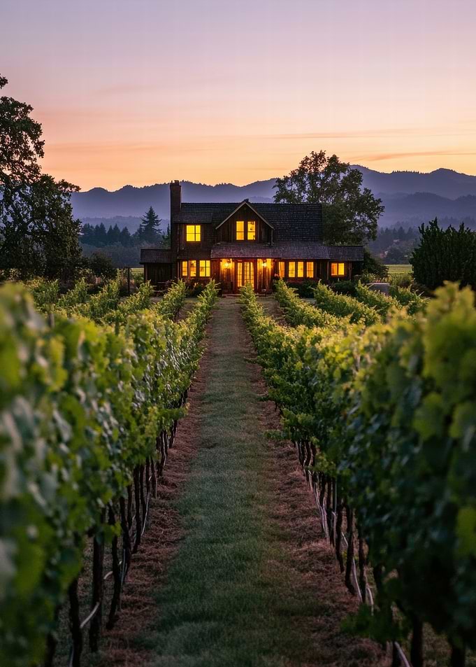 Vineyard House at Dusk
