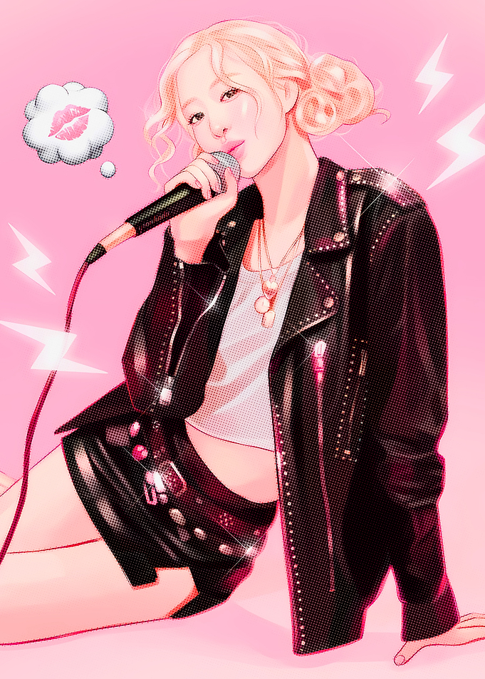 K-Pop Singer with Microphone
