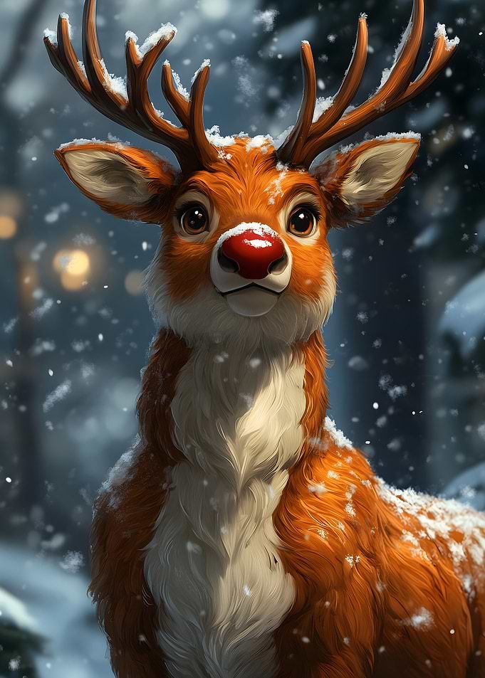 Reindeer in Winter Christmas