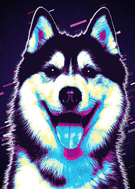 Husky in Neon Art