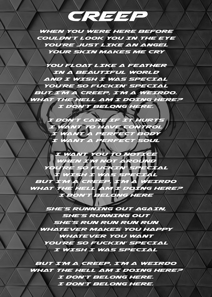 Radio Head Creep Lyrics Poster
