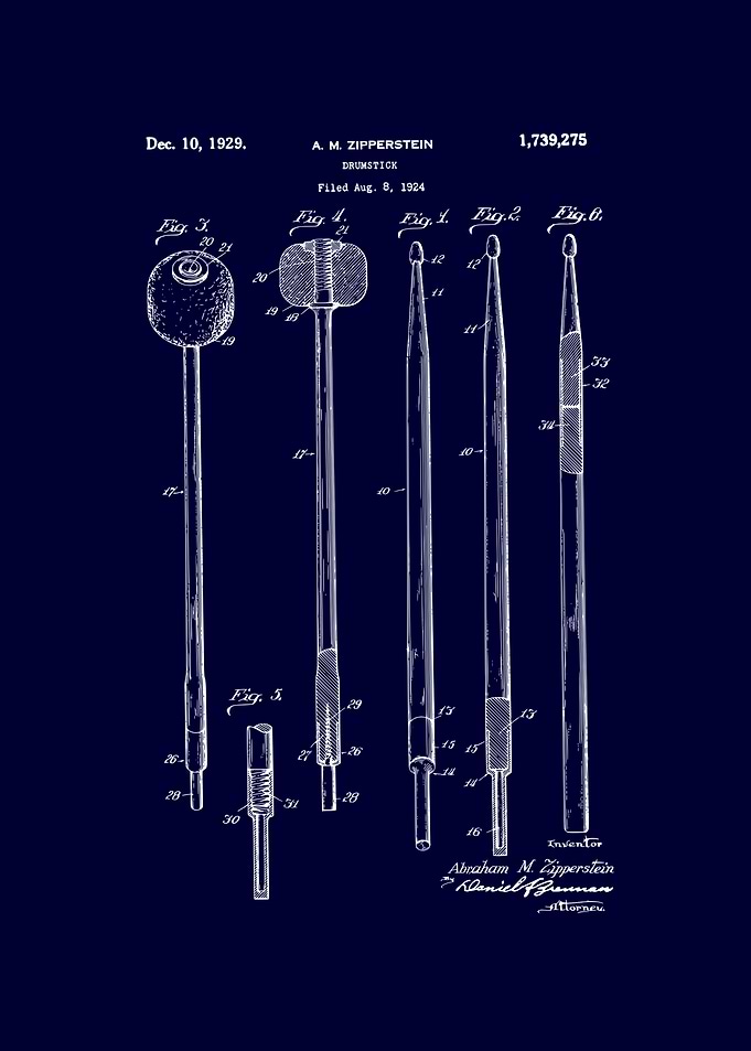 Drumstick Patent Illustration Blueprint