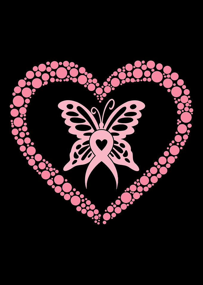Pink Ribbon Butterfly Heart