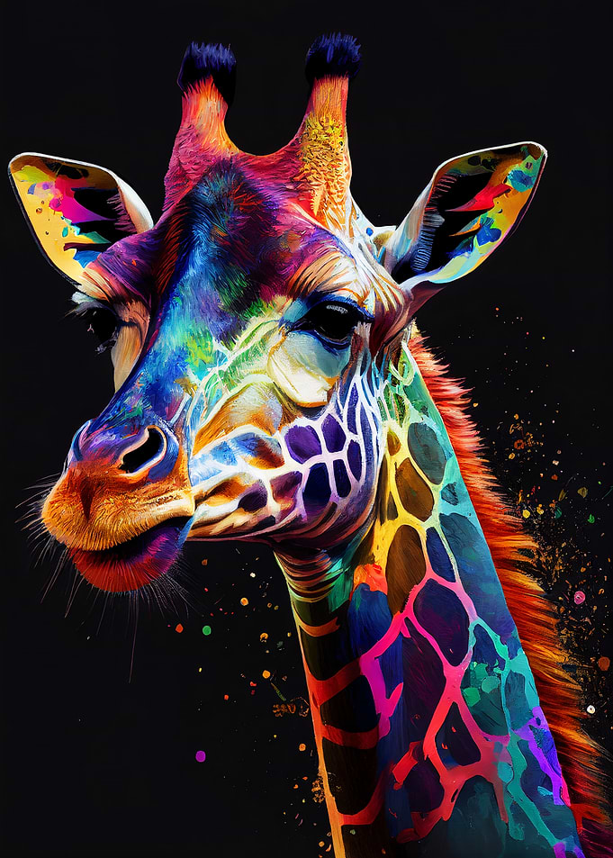 Colorful Giraffe Portrait