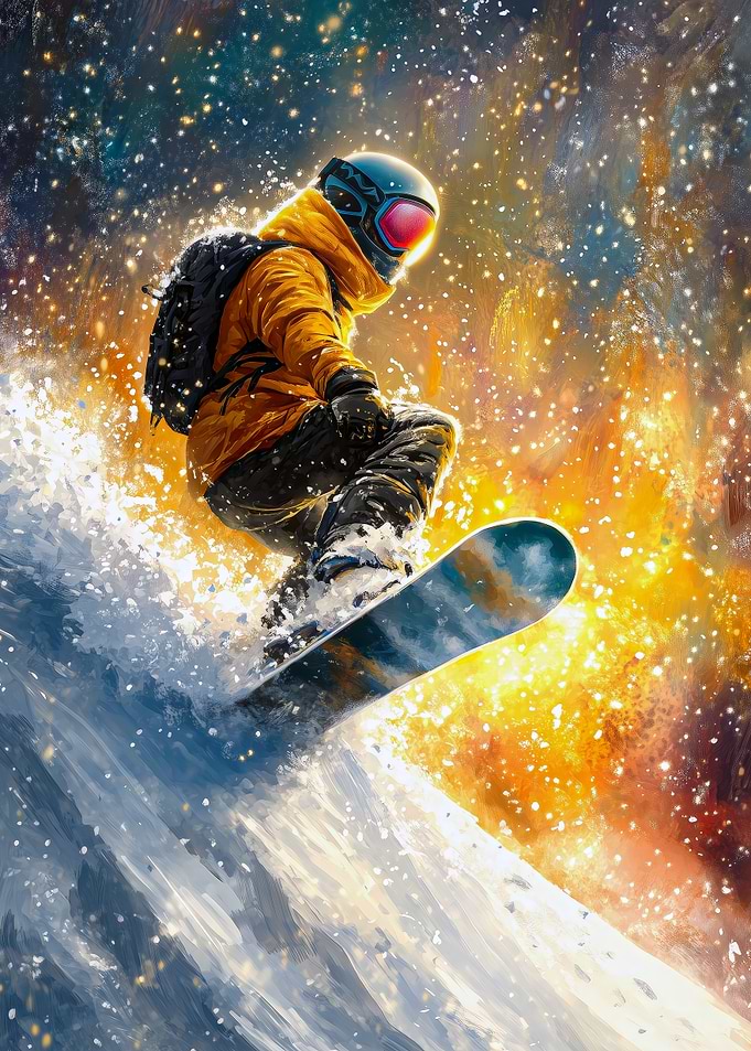 Snowboarding Passion Oil Painting