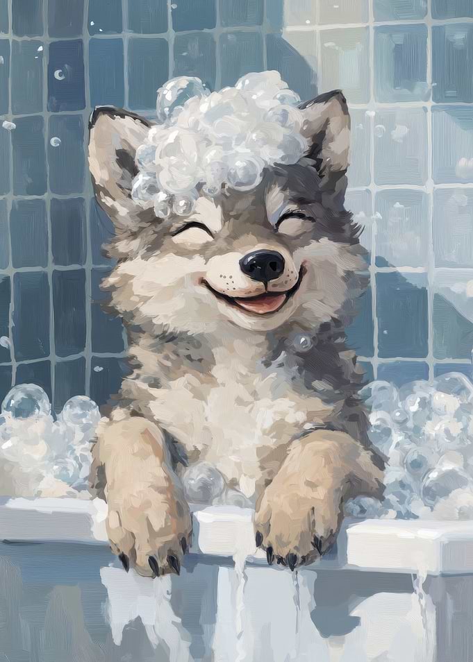 Wolf Pup Bath Time