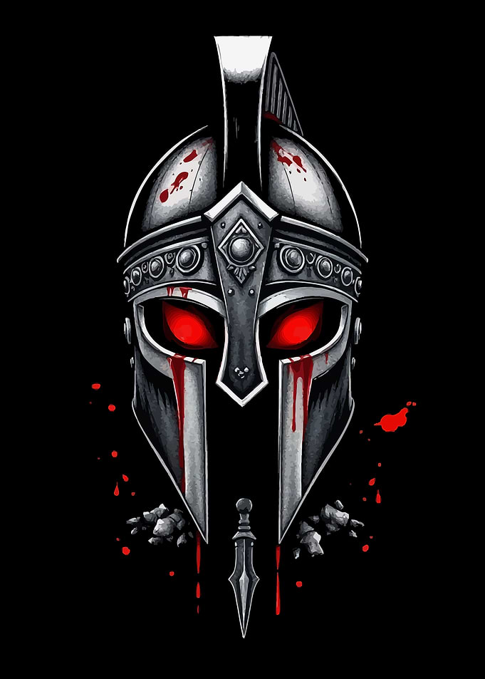 Spartan Helmet with Blood