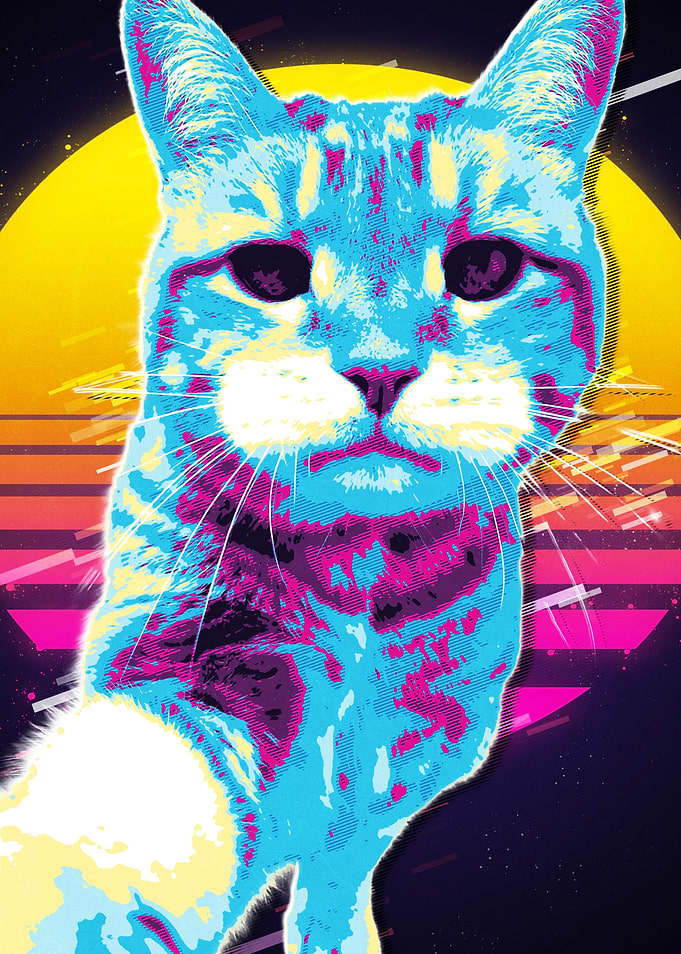 Retro Cat Art