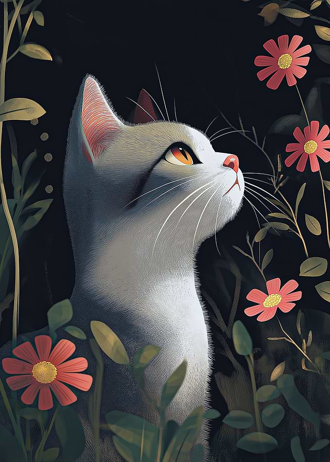 Cat in Flowers