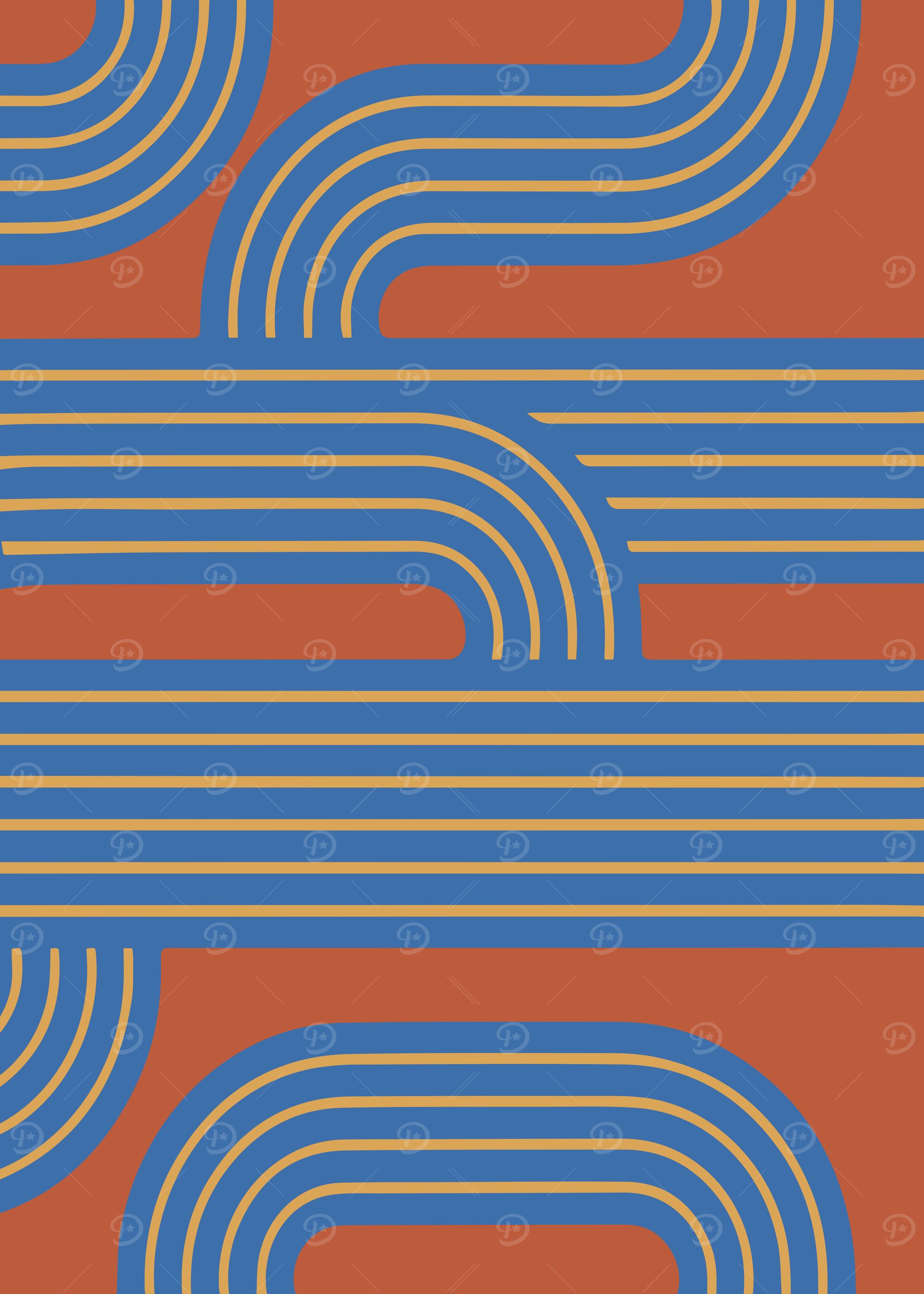 Retro Geometric Lines in Blue