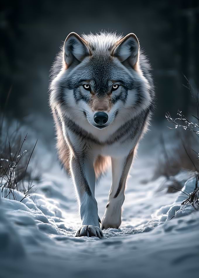 Wolf in Snowy Forest