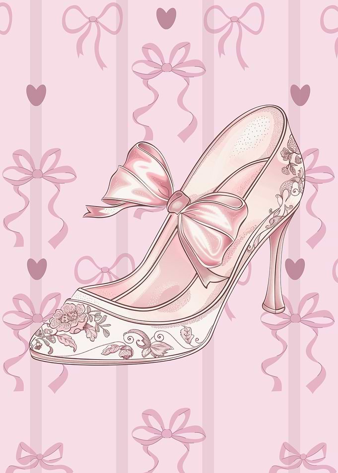 Pink High Heeled Shoe with Bow