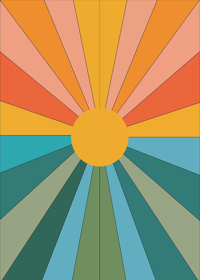 Retro Sunburst Vibes: Mid-Century Modern Print