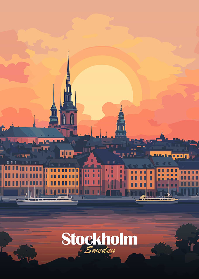 Stockholm Sunset Skyline