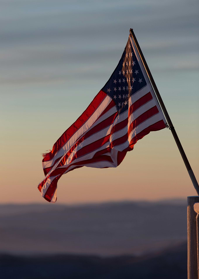 American Flag at Sunset
