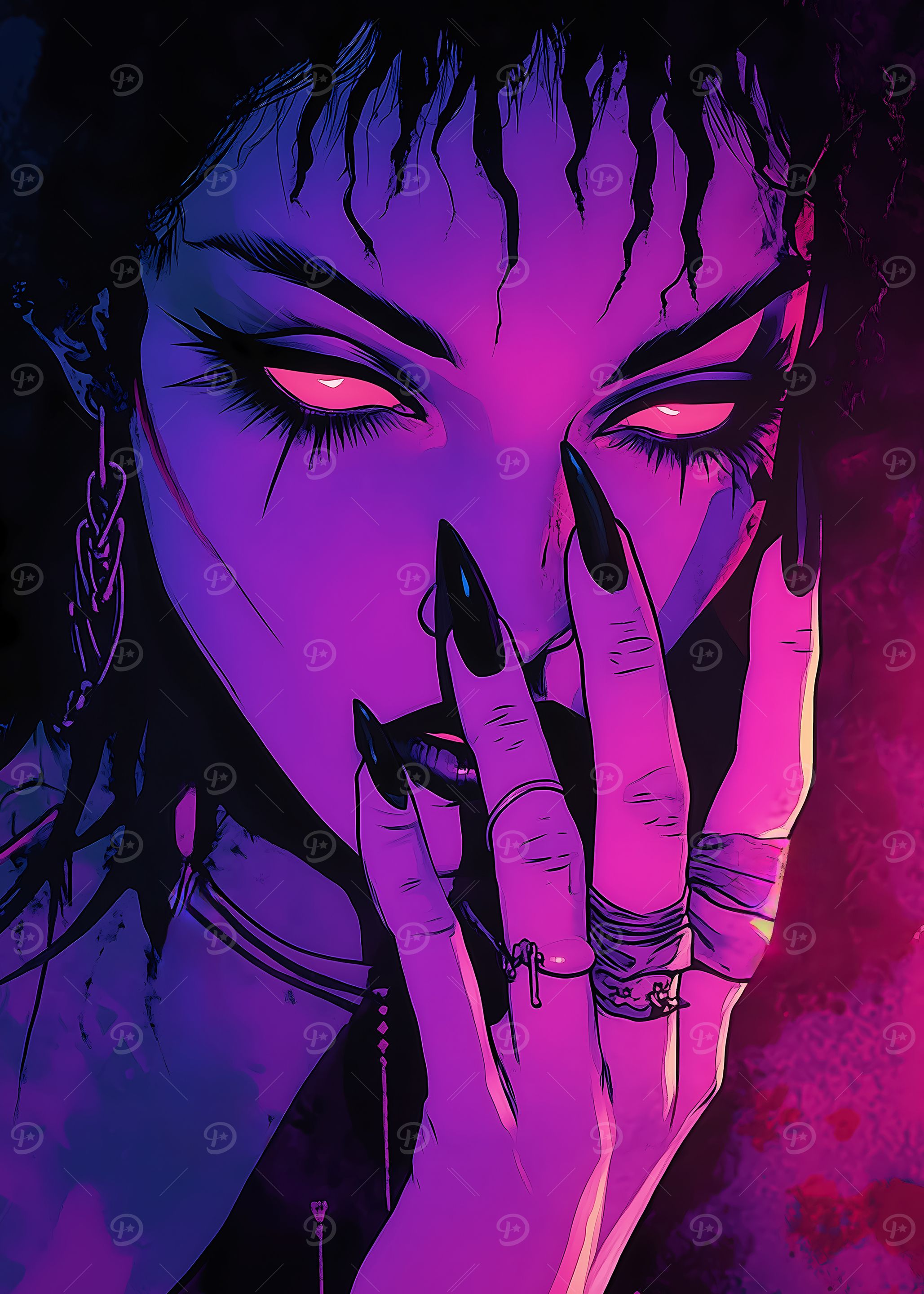 Purple Eyes, Dark Lips portrait of a wild girl