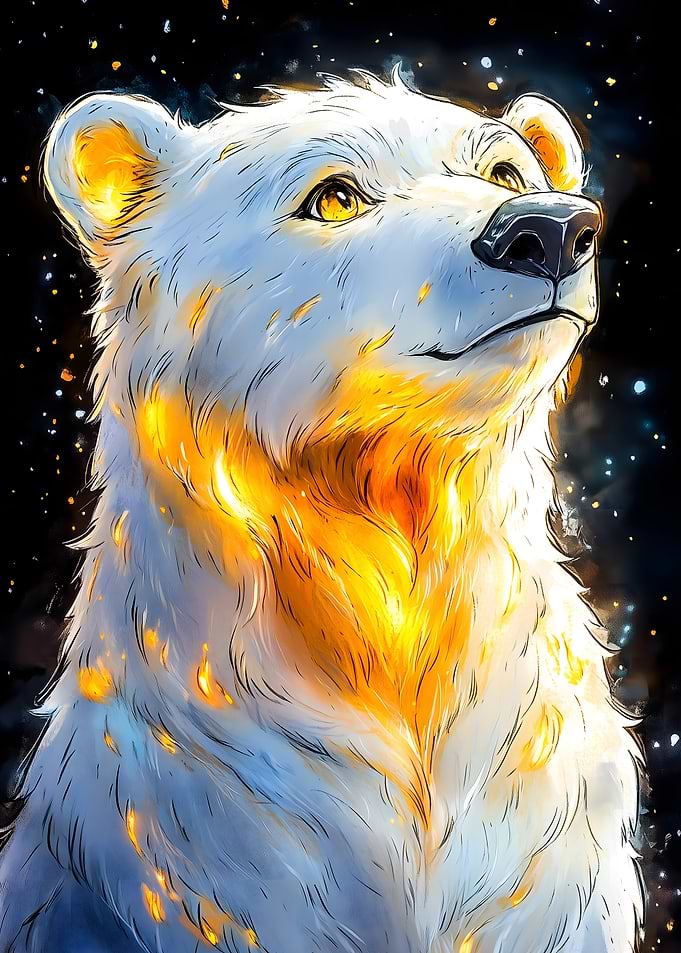 Fiery Polar Bear Animal