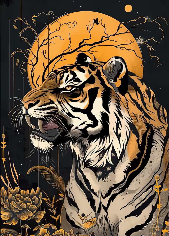 Tiger Under the Moon