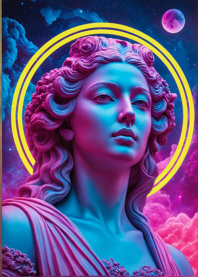 Neon Goddess Statue