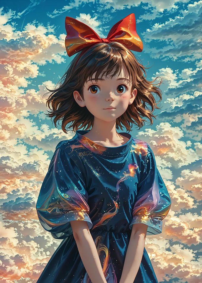 Anime Girl with Red Bow