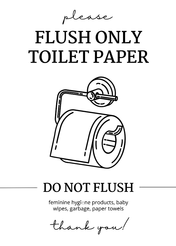 Flush Only Toilet Paper Sign