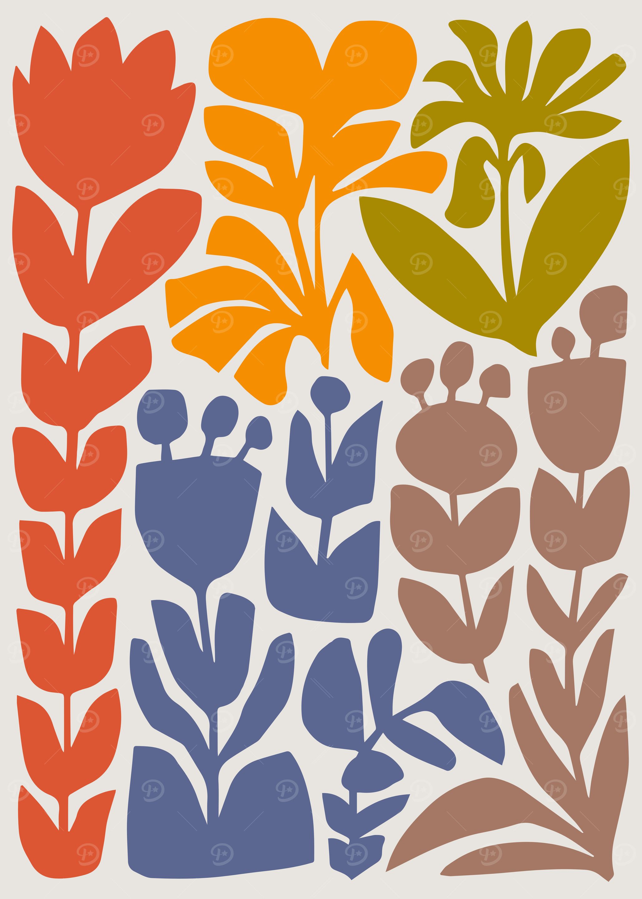 Earthy Colorful Botanical Shapes Collage