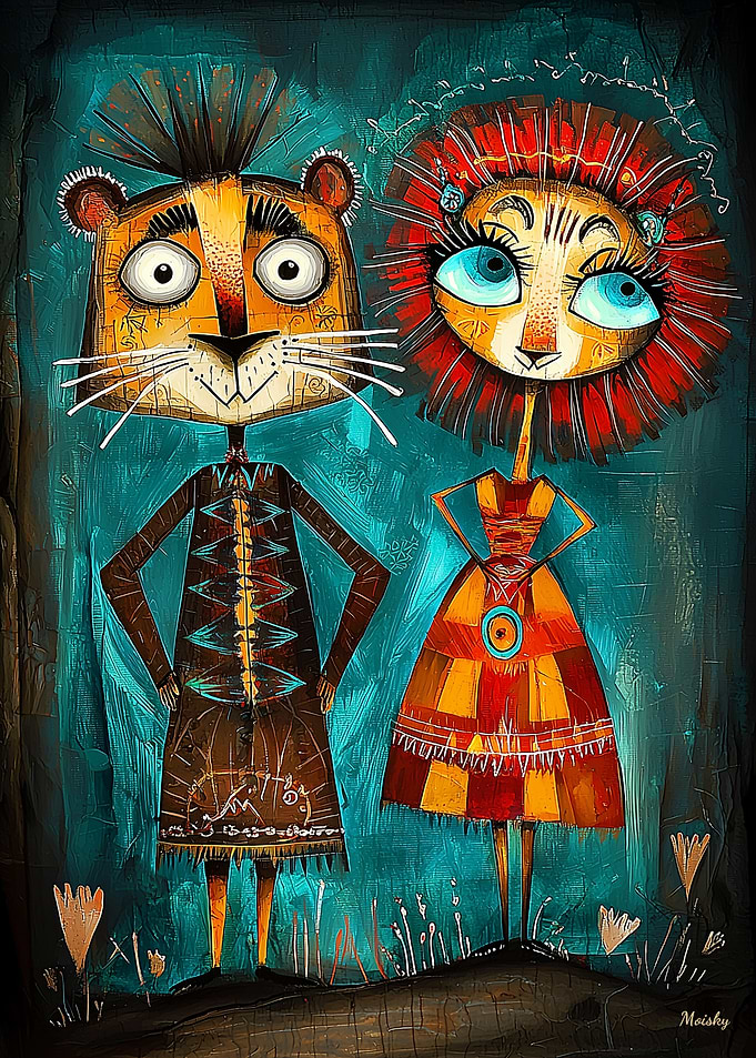 Regal Gears: Steampunk Lion Couple