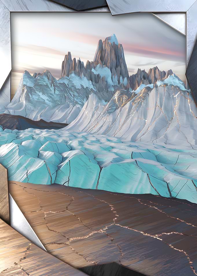 Patagonia Glacier Mountain Landscape 3D Marble Art