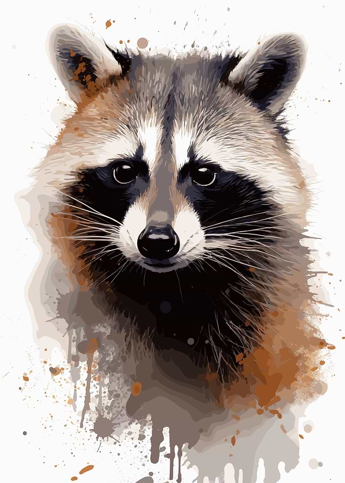 Raccoon Watercolor Portrait