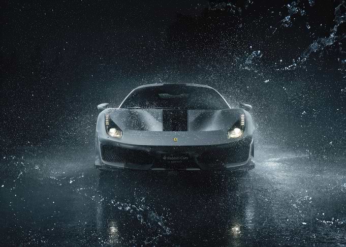 Ferrari 488 Pista in Rain