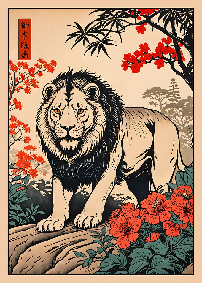 Lion in Japanese Style