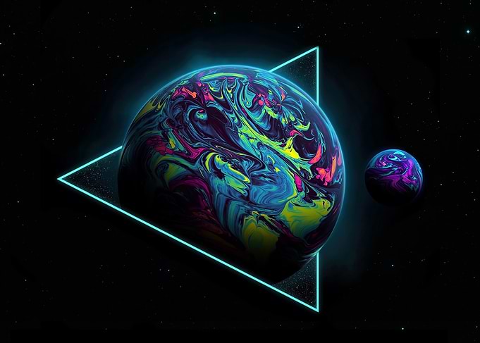 Neon Galaxy Planet