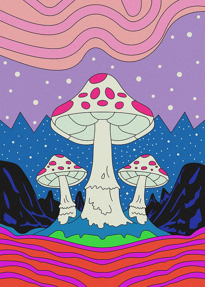 Psychedelic Mushroom Landscape