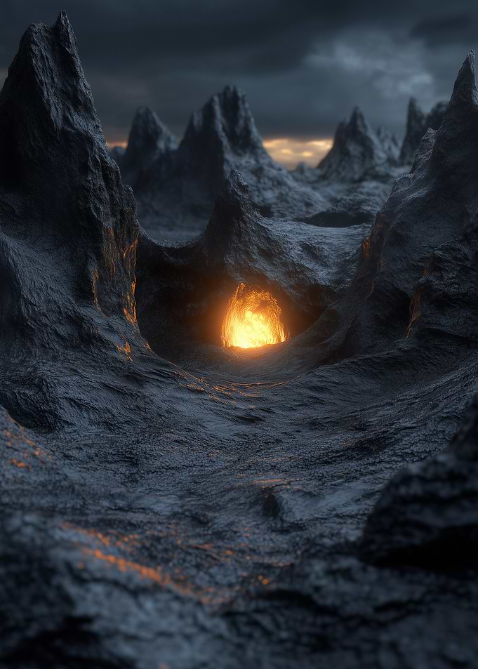 Glowing Cave in Mountains