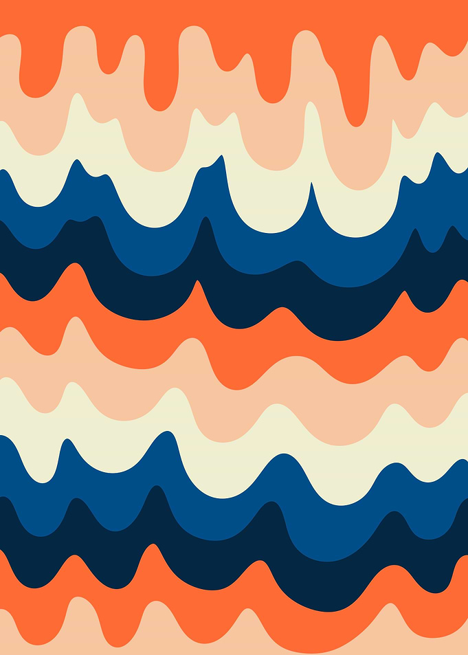 Retro Wavy Abstract Pattern, Modern Digital Artwork