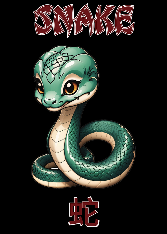 Chinese Zodiac Sign Green Snake Illustration