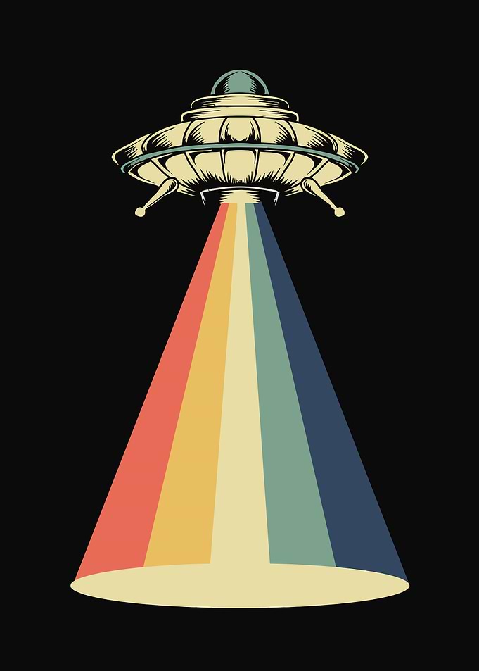 UFO with Rainbow Beam