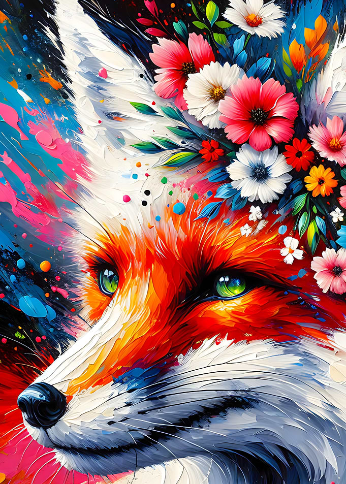 Acrylic Majestic Blossoming Fox