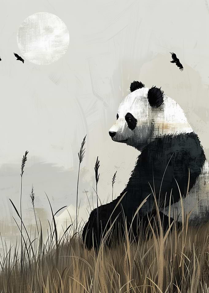 Panda in Tall Grass