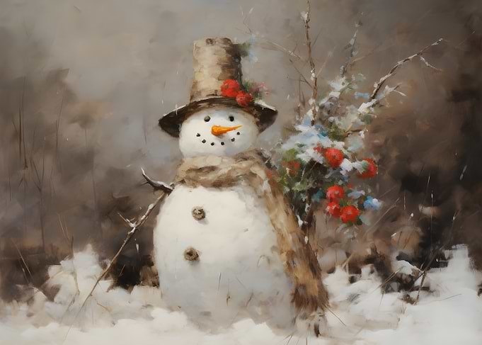 Snowman with Berries