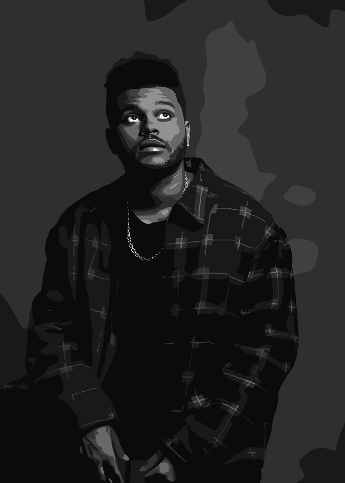The Weeknd Black and White Portrait