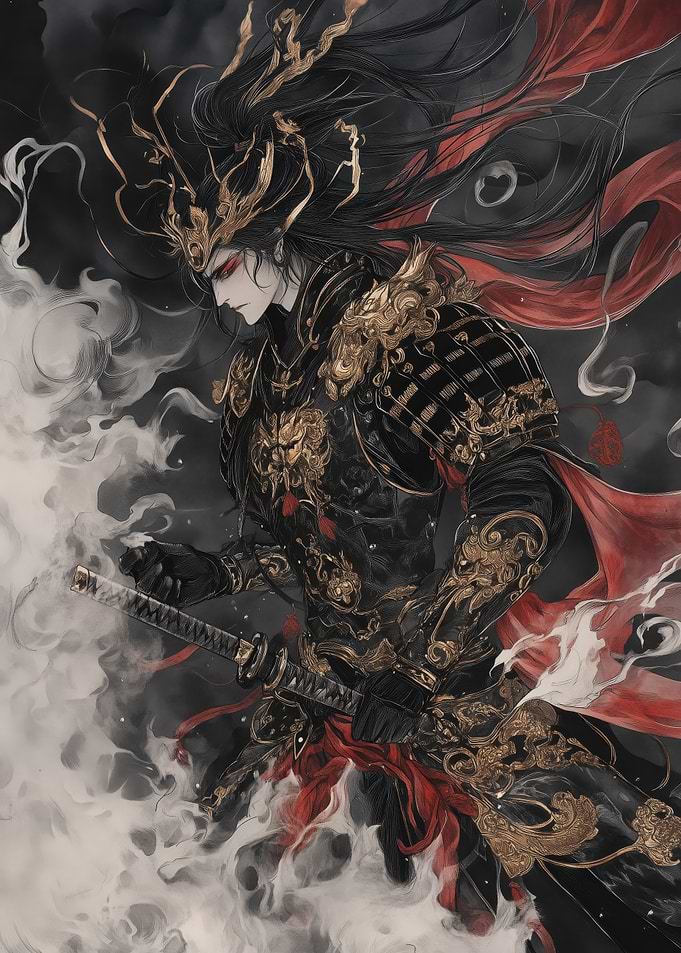 Samurai Warrior in Smoke