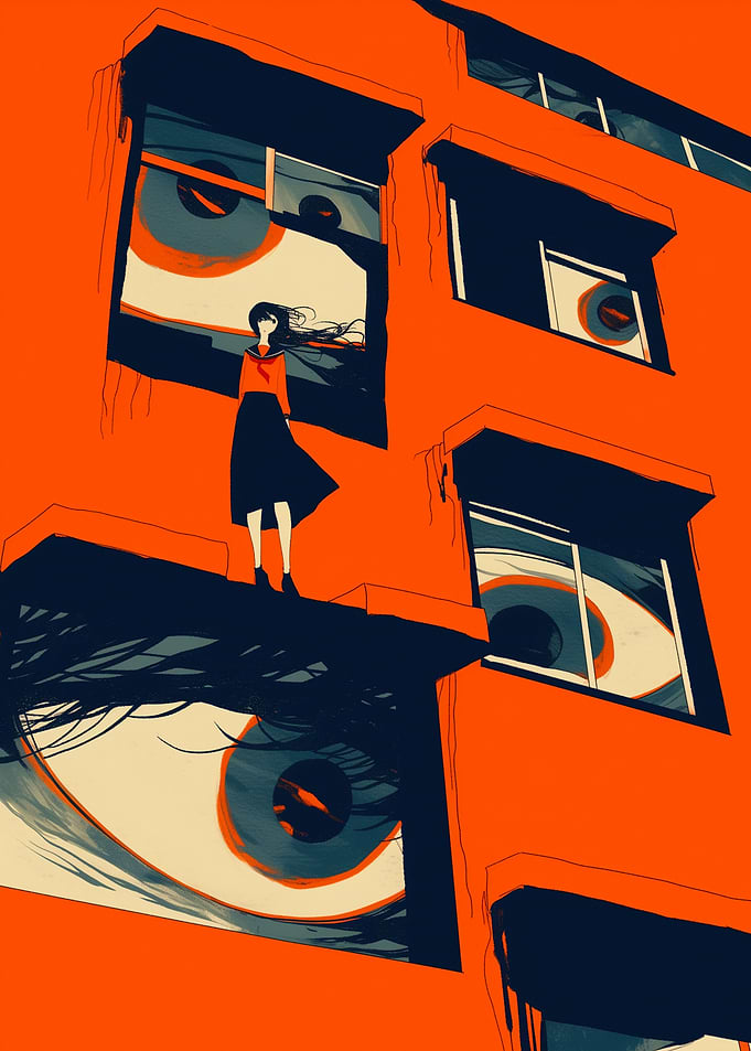 Girl in Window Building