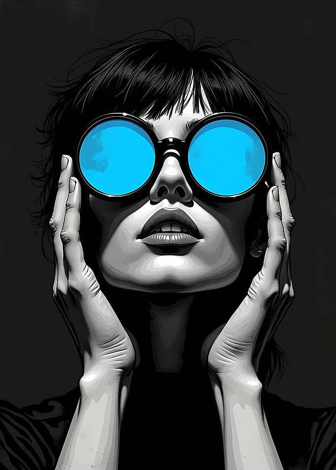 Woman in Blue Sunglasses