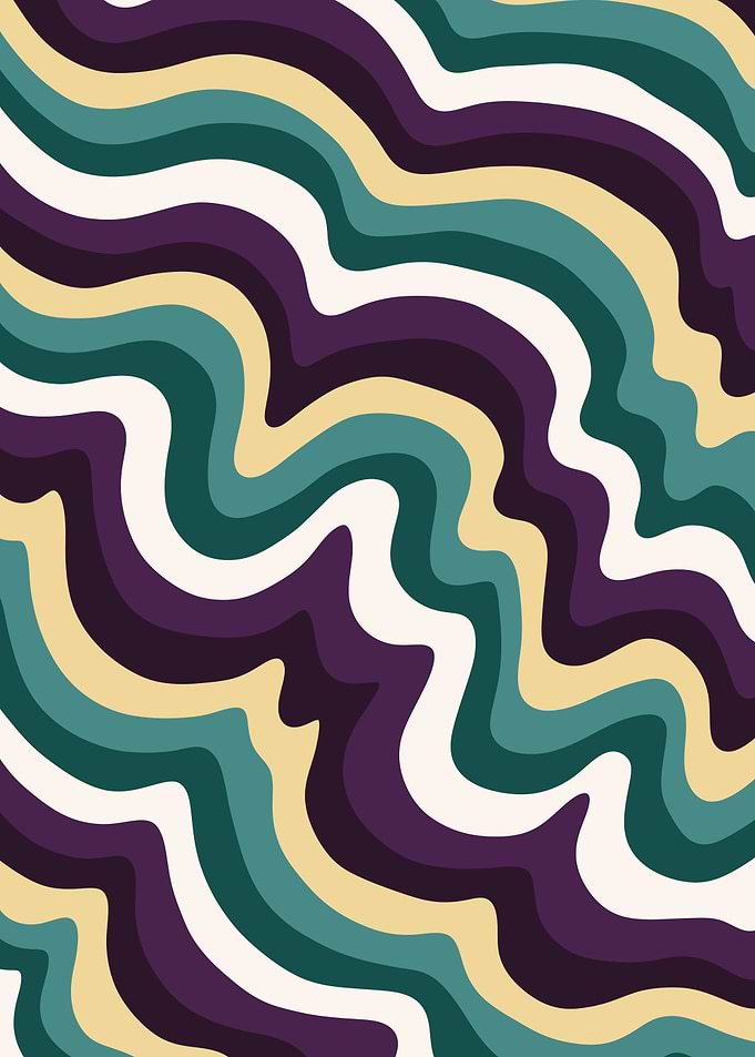 Retro Abstract Waves - Mid-Century Modern Artwork