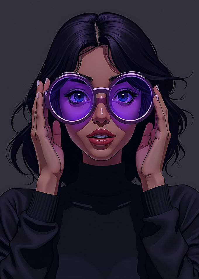 Woman in Purple Glasses
