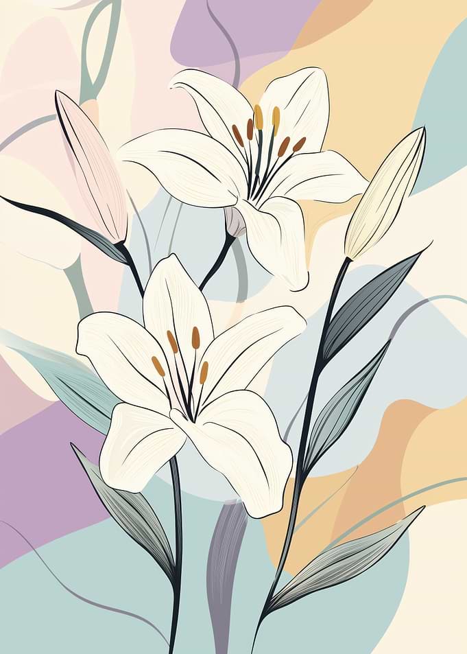 White Lily Floral Art