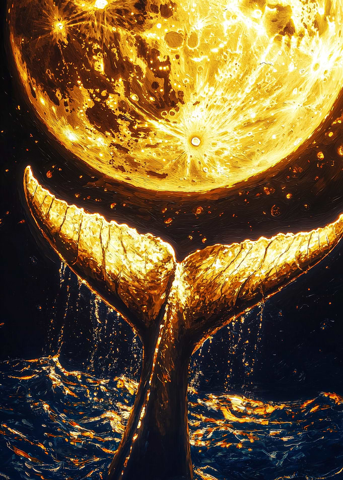 Golden Whale Tail and Moon