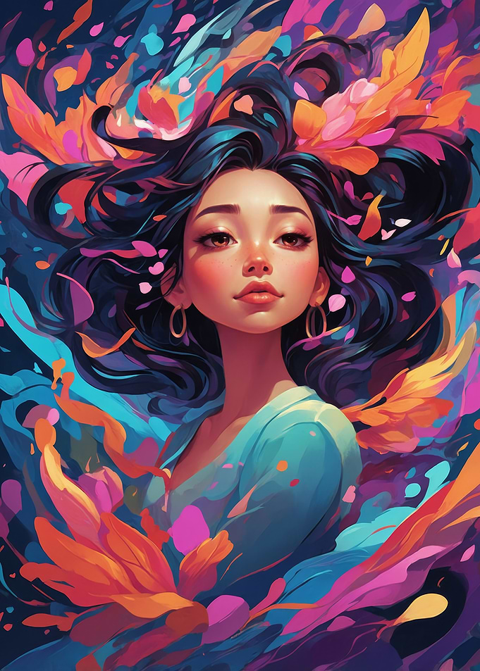 Woman with Flowers in Hair